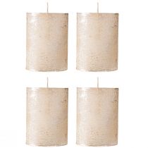 Itens Conjunto de 4 velas cilíndricas na cor platina, 60x80mm - Decoração elegante para coroas e mesas do Advento.