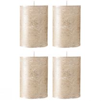 Itens Conjunto de 4 velas de pilar metálicas platinadas de 70x100mm - Decoração de mesa elegante, velas premium de longa duração.