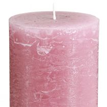 Itens Conjunto de 4 velas decorativas em tom rosa antigo, 70 x 120 mm, tingidas por completo, ideais para casamentos e decoração.