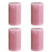 Itens Conjunto de 4 velas decorativas em tom rosa antigo, 70 x 120 mm, tingidas por completo, ideais para casamentos e decoração.
