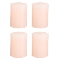 Itens Conjunto de 4 velas de pilar rosa sólido, rosa claro, 60x80mm, para decoração.