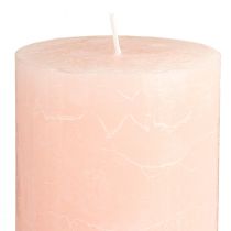 Itens Conjunto de 2 velas de pilar tingidas de rosa claro, 85×120mm – Velas de cera elegantes para decoração romântica.