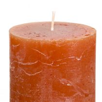 Itens Conjunto de 4 velas cilíndricas de cor sólida, marrom-avermelhadas, 60x100mm, decorativas, românticas e rústicas.