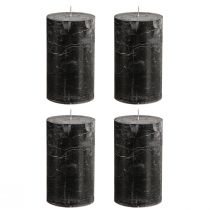 Itens Conjunto de 4 velas pretas em formato de pilar, cor sólida, 70×120mm - Velas decorativas rústicas para uma decoração de mesa elegante e um ambiente acolhedor.