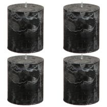 Itens Conjunto de 4 velas cilíndricas pretas maciças de 70×80mm - Velas decorativas elegantes para coroas do Advento e Halloween.