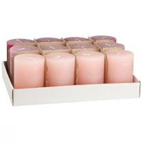 Itens Conjunto de velas de pilar, nas cores rosa e framboesa, 70x100mm, longa duração, pacote com 12 unidades, ideal para decoração e presente.
