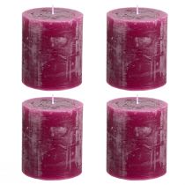 Itens Velas modernas tingidas na cor roxa-avermelhada, velas cilíndricas, 70×80mm, conjunto de 4, decoração de mesa