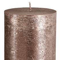 Itens Conjunto de 2 velas de pilar em cobre maciço, 85 mm x 200 mm - longa duração, design metálico festivo para decoração.