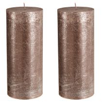 Itens Conjunto de 2 velas de pilar em cobre maciço, 85 mm x 200 mm - longa duração, design metálico festivo para decoração.