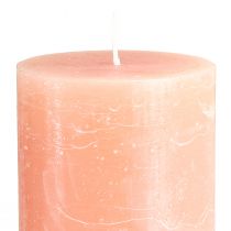 Itens Conjunto de 2 velas de pilar, design pêssego, 85x200mm - Longa duração, cera colorida por toda a sua extensão para decoração e relaxamento.