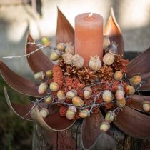 Itens Conjunto de 2 velas de pilar, design pêssego, 85x200mm - Longa duração, cera colorida por toda a sua extensão para decoração e relaxamento.