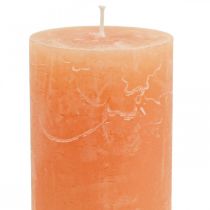 Itens Velas de pilar sólidas em tons de laranja e pêssego, 60x100mm, conjunto de 4, longa duração.