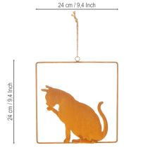 Itens Enfeite decorativo de gato em metal enferrujado, decoração com efeito ferrugem para pendurar, 24,5 cm