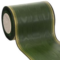 Itens Fita elegante verde-escura em moiré para guirlanda, 125 mm com borda de pérolas douradas, fita de luto, decoração de casamento, fita para laço.