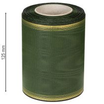 Itens Fita elegante verde-escura em moiré para guirlanda, 125 mm com borda de pérolas douradas, fita de luto, decoração de casamento, fita para laço.