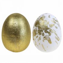 Ovos de isopor Ovos de Páscoa de isopor decoração ouro branco 5cm 12uds