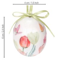 Itens Decoração de ovos de Páscoa, com motivo de tulipa e fita para pendurar, ideal para a primavera, 6 cm, 12 peças.