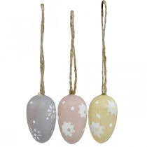 Itens Mini ovos de Páscoa, ovos de madeira com flores, decoração de Páscoa roxo, rosa, amarelo H3.5cm 6pcs