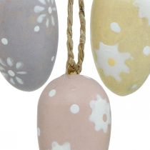 Itens Mini ovos de Páscoa, ovos de madeira com flores, decoração de Páscoa roxo, rosa, amarelo H3.5cm 6pcs