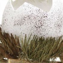 Decoração de páscoa, ovo no ninho, ovo decorativo, ninho de pássaro Ø9cm H10cm branco, cores naturais 4pcs