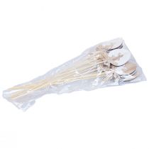 Itens Plug flor decoração de Páscoa ovo de madeira com coelho natural 5×7cm 12 un