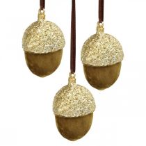 Itens Bolotas para pendurar, Advento, decoração de árvores, decoração de outono A6.5cm Ø4cm 6 peças