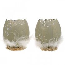 Itens Ovo para decoração, Páscoa, meio ovo deco, decoração de primavera Ø8cm H10cm cinza, prata 4pcs