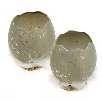 Itens Ovo para decoração, Páscoa, meio ovo deco, decoração de primavera Ø8cm H10cm cinza, prata 4pcs