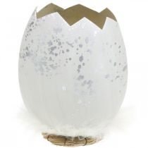 Ovo decorativo, meio ovo para decoração, decoração de Páscoa Ø10,5cm H14,5cm branco, prata 3pcs