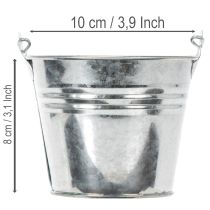 Itens Balde Ø10cm A8cm 10 unidades. Zinco, brilhante.