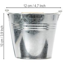 Itens Balde Ø12cm A10cm 8 peças. Zinco, brilhante.