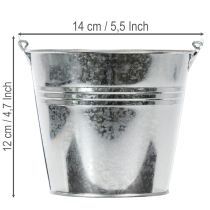 Itens Balde Ø14cm A12cm 6 peças. Zinco, brilhante.