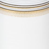 Itens Fita decorativa elegante em moiré para guirlandas, 125 mm, branca com borda dourada - Fita decorativa de alta qualidade para arranjos florais e celebrações.
