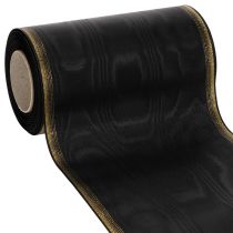 Itens Fita decorativa elegante em moiré para coroas de flores, 175 mm, preta com borda perolada e trama de tafetá, fita decorativa para arranjos florais funerários, fita para laços, 25 m