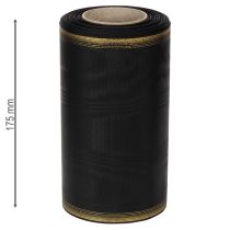 Itens Fita decorativa elegante em moiré para coroas de flores, 175 mm, preta com borda perolada e trama de tafetá, fita decorativa para arranjos florais funerários, fita para laços, 25 m