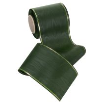 Itens Fita elegante verde moiré com borda dourada, 100 mm x 25 m, para arranjos florais e decoração de funerais.