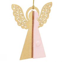 Itens Conjunto de 4 enfeites de Natal em papel de anjo, nas cores damasco e dourado, 12 cm.