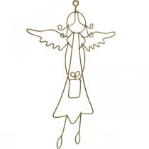 Pingente de anjo de natal figuras de arame de ouro 15cm 6pcs