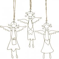 Pingente de anjo de natal figuras de arame de ouro 15cm 6pcs