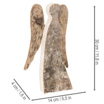 Itens Figura de anjo feita de madeira com casca de bétula, 30 cm