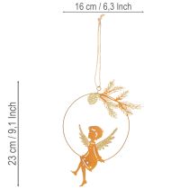 Itens Anel decorativo de anjo, metal, acabamento enferrujado, decoração de Natal, 23,5 x 16,5 cm, conjunto de 3 peças.