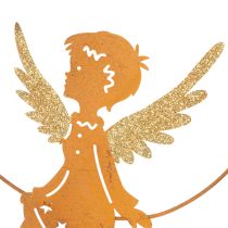 Itens Anel decorativo de anjo, metal, acabamento enferrujado, decoração de Natal, 23,5 x 16,5 cm, conjunto de 3 peças.