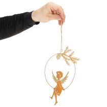 Itens Anel decorativo de anjo, metal, acabamento enferrujado, decoração de Natal, 23,5 x 16,5 cm, conjunto de 3 peças.