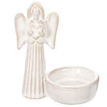 Itens Conjunto de 3 peças com decoração de anjo para tigela, com pequena figura e suporte redondo para vela tealight de 10 cm.