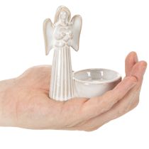 Itens Conjunto de 3 peças com decoração de anjo para tigela, com pequena figura e suporte redondo para vela tealight de 10 cm.