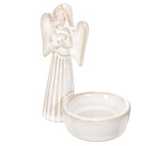Itens Conjunto de 3 peças com decoração de anjo para tigela, com pequena figura e suporte redondo para vela tealight de 10 cm.