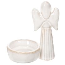 Itens Conjunto de 3 peças com decoração de anjo para tigela, com pequena figura e suporte redondo para vela tealight de 10 cm.