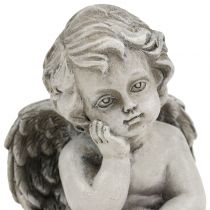 Anjo decorativo em cinza sentado 13,5 cm 2 unidades