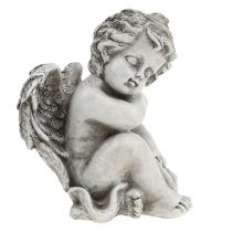 Figura memorial dormindo anjo cinza 16 cm 2 unidades