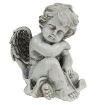 Itens Figura memorial anjo dormindo cinza 16 cm 2 unidades